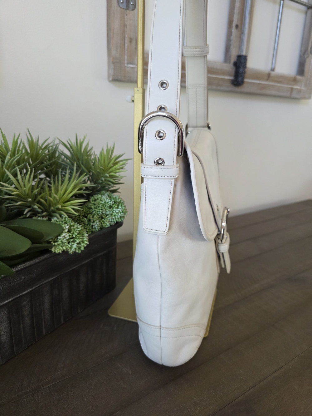 Coach Vintage Soho Large White Leather Convertible Crossbody Shoulder Bag Y2K - Picture 2 of 15